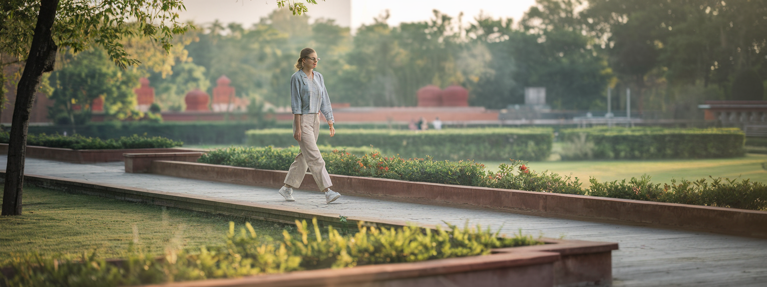 A traveler practicing wellness techniques while focusing on travel health & wellness.