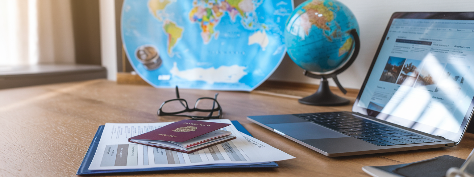 A travel checklist featuring travel insurance and documentation essentials.