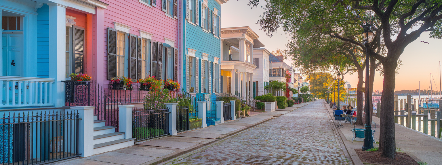 A relaxing waterfront view in Charleston showcasing historic charm.