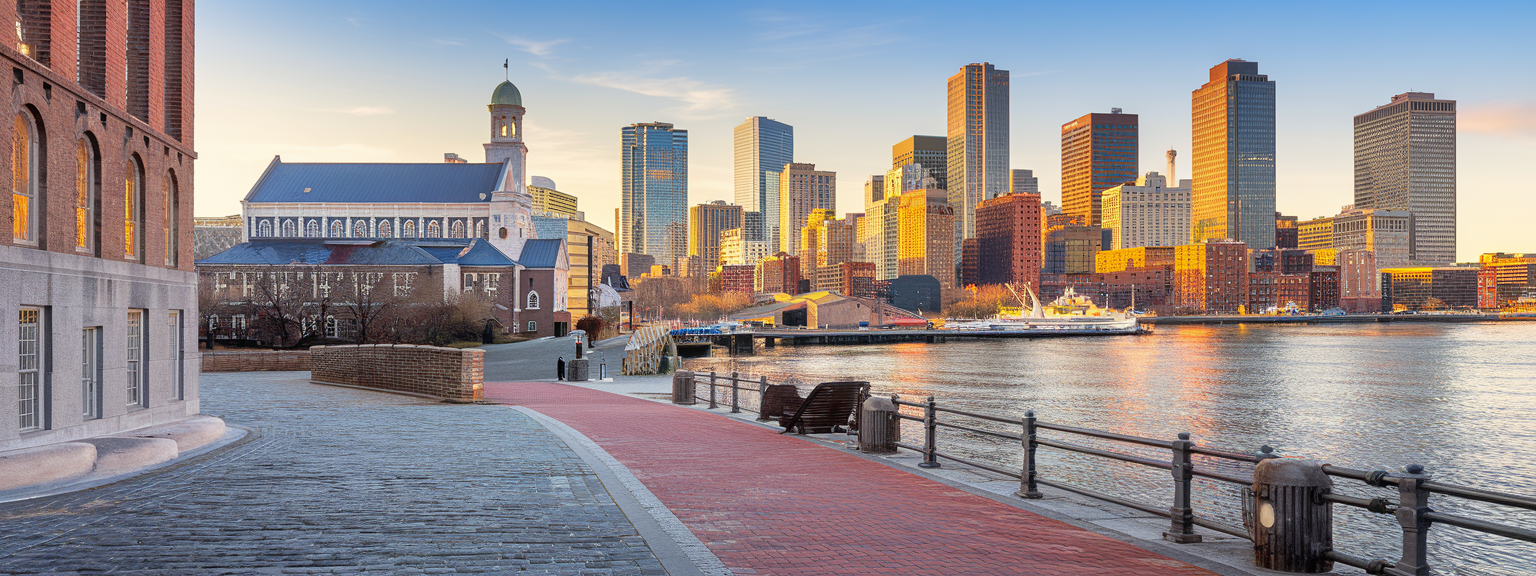 Tourists walking along the Boston Freedom Trail showcasing seaside charm and historic landmarks.